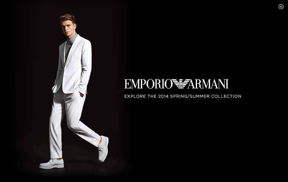 Armani interstitial ad — intro screen