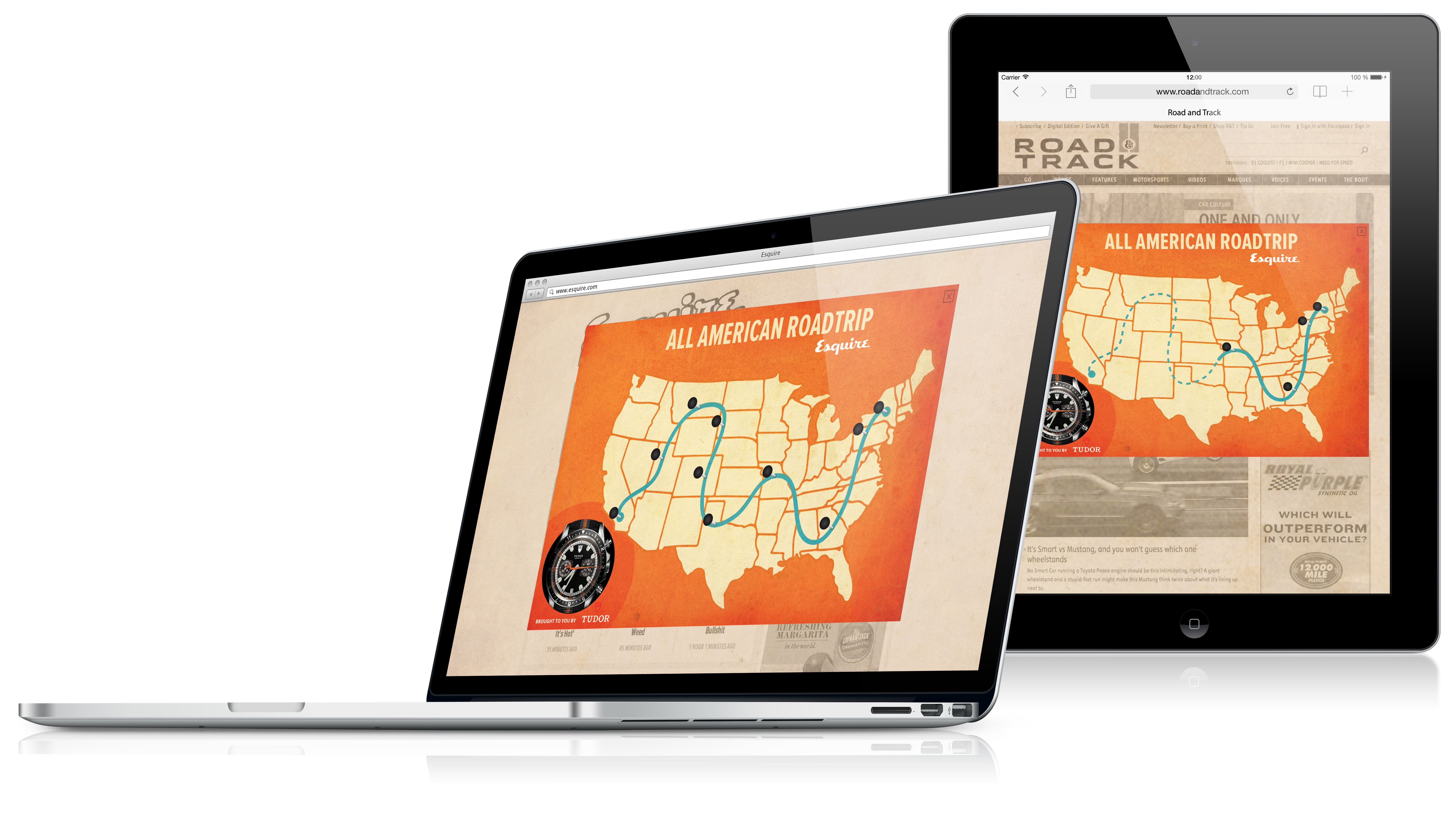 Tudor All-American Roadtrip — multi-device composite showing responsive layouts