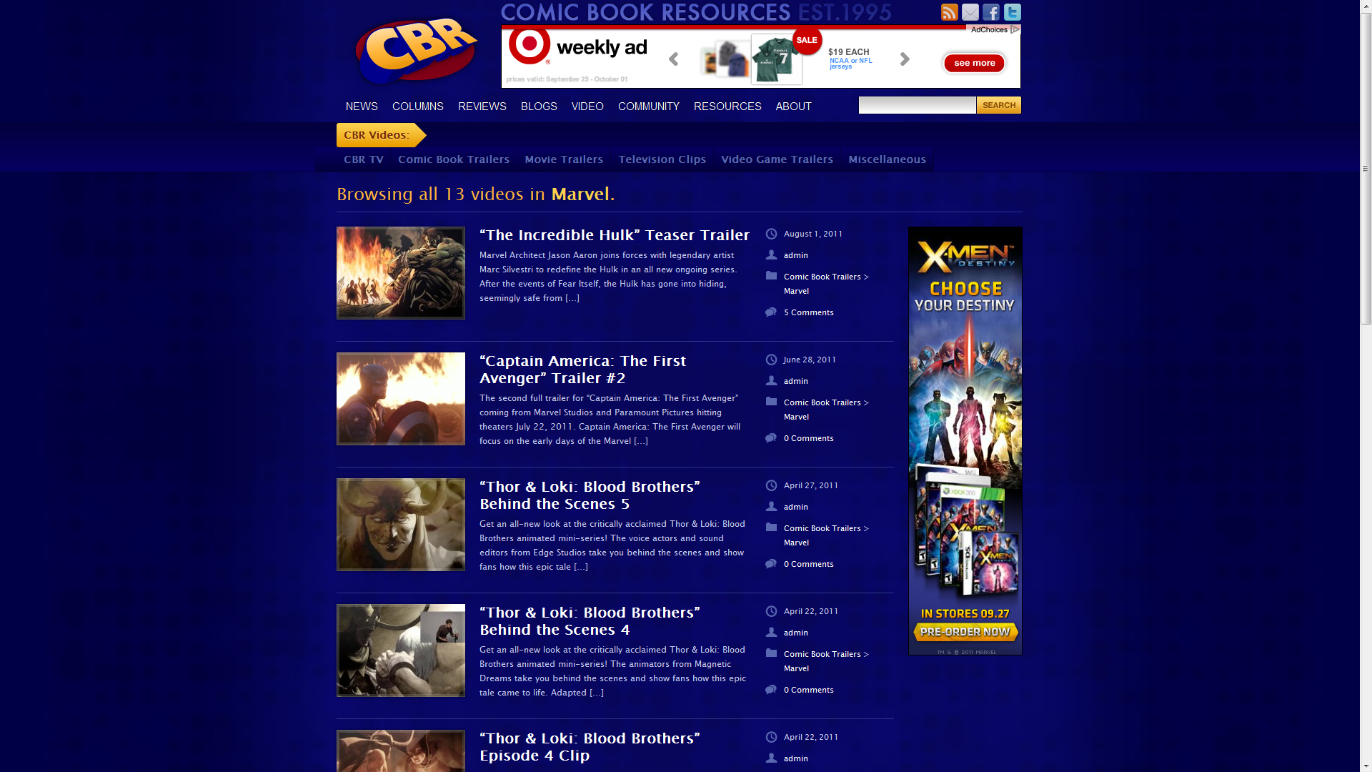 X-Men 160x600 skyscraper ad on Comicbook Resources